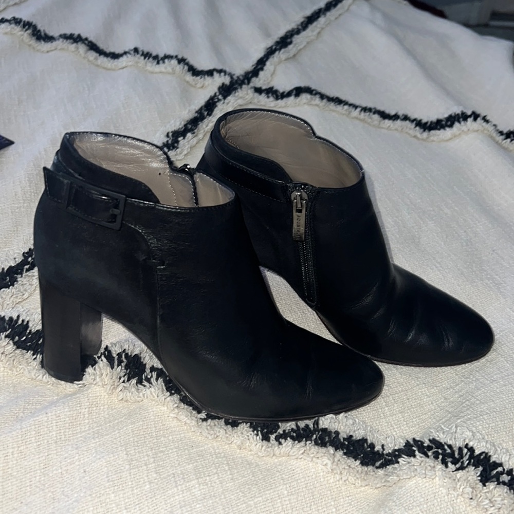 Aquatalia Verona Black Leather Waterproof Bootie Black Size 6 Italy DD306